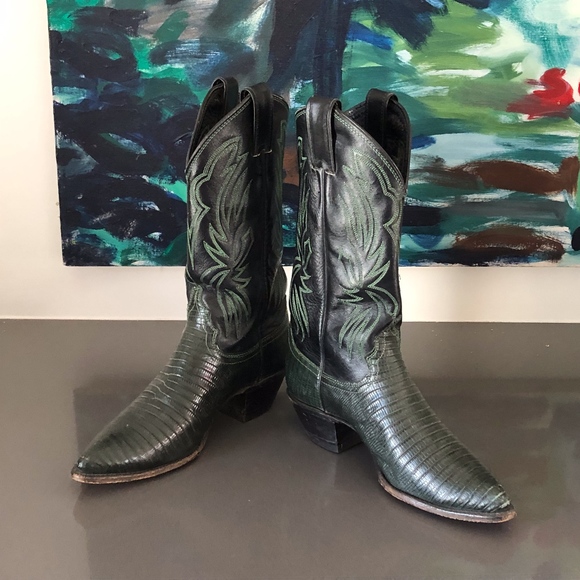 Justin Boots Shoes - Vintage Lizard Cowboy Boot